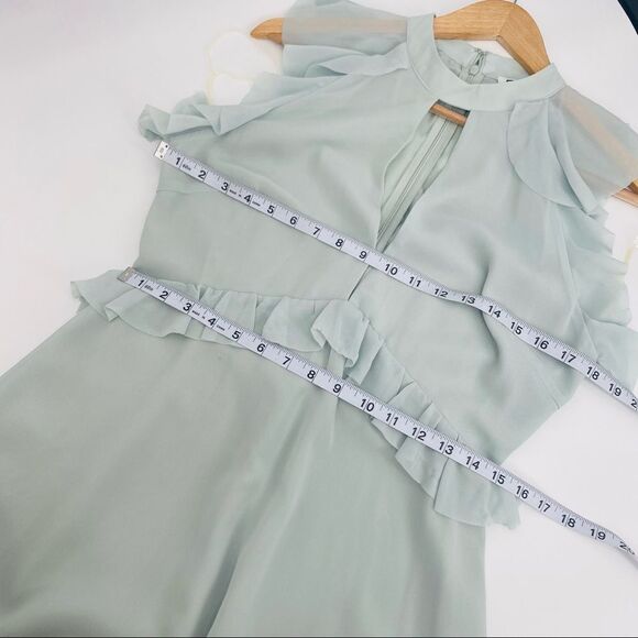 True Decadence Tall mint light seafoam green Ruffle Shoulder Dress size 12 - Picture 4 of 9